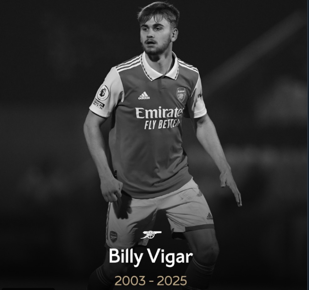 Billy Vigar, formado no Arsenal, morre após trauma cerebral durante partida da Sétima Divisão inglesa — Foto: Reprodução / Arsenal