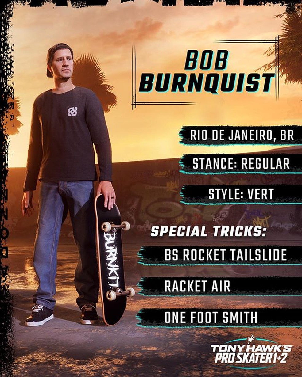 Tony Hawk's Pro Skater 1+2: teaser trailer anuncia Bob Burnquist, esports