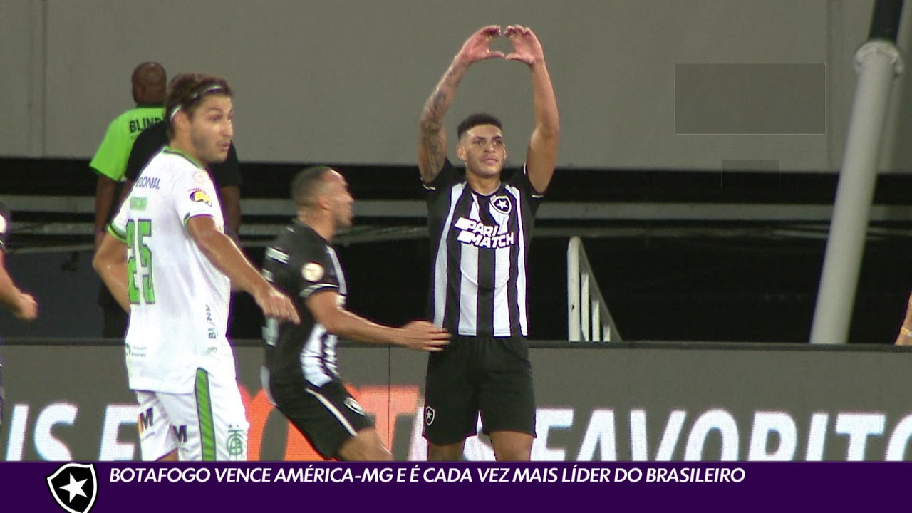 Botafogo vence o América-MG e é cada vez mais líder do Brasileirão