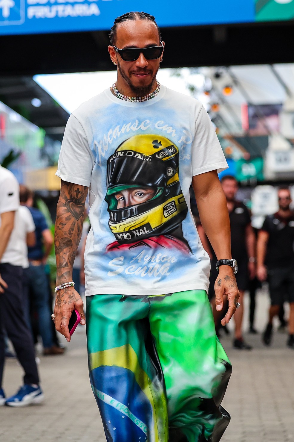 Lewis Hamilton homenagem a Ayrton Senna — Foto: Kym Illman/Getty Images