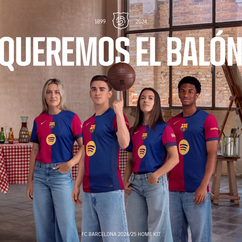 Nova camisa do Barcelona para a temporada 2024/2025 — Foto: Reprodução