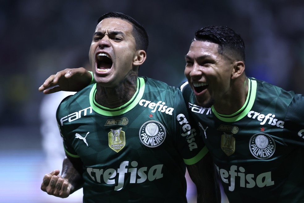 Gol de Dudu em Palmeiras x Flamengo — Foto: Agif