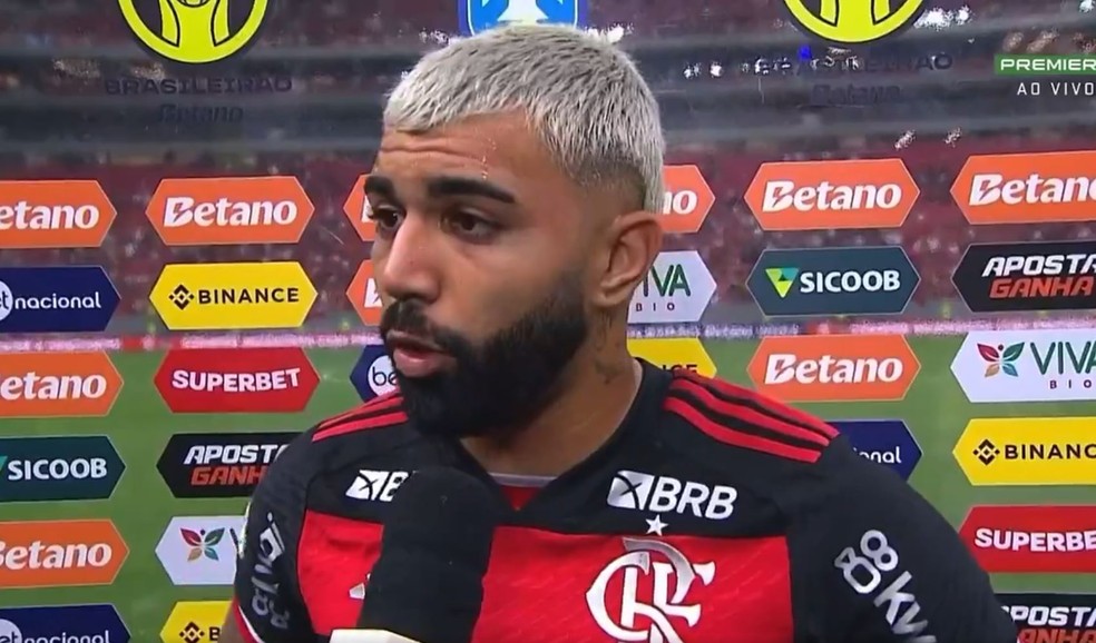 Entrevista de Gabigol após Flamengo x Criciúma — Foto: Reprodução