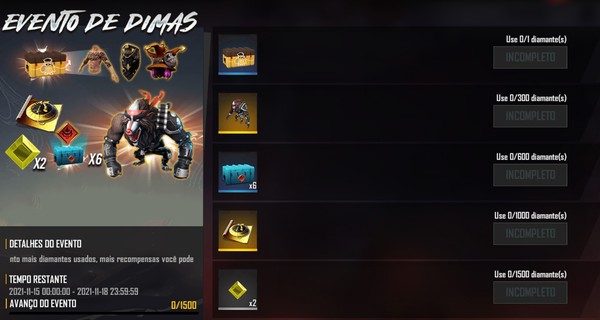 Free Fire: evento recarga cumulativa traz 100% dos diamantes de