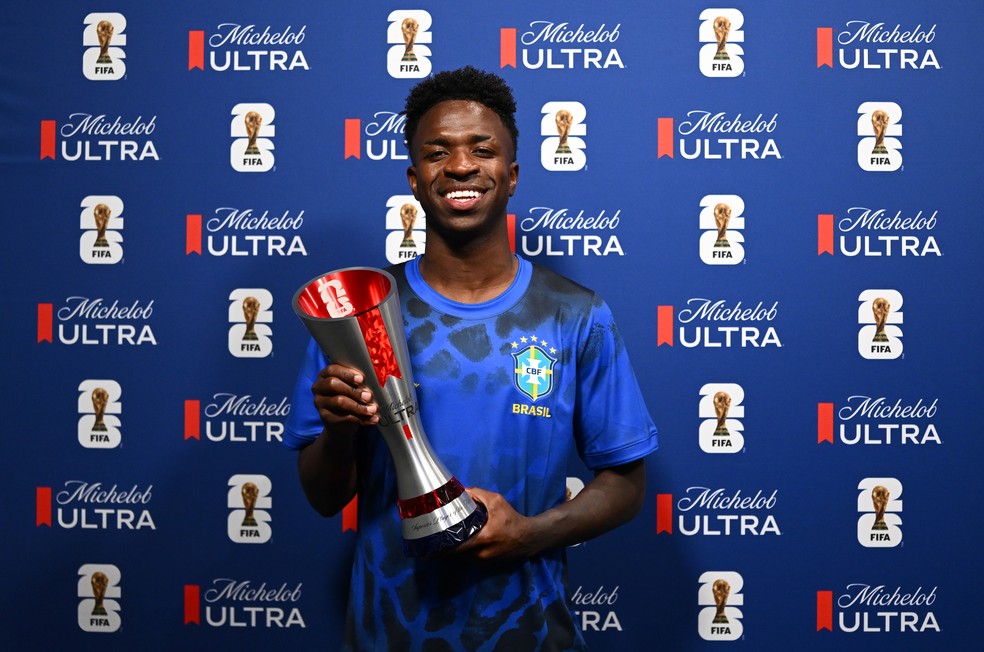 Vini Jr. Vinícius Jr. Melhor em campo Prêmio Brasil x 3 x 0 Haiti Copa do Mundo 2026 — Foto: Getty