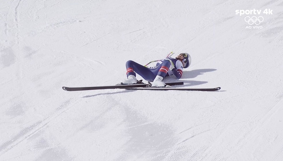 Lindsey Vonn sofre queda grave durante prova de downhill nos Jogos de Inverno — Foto: Reprodução