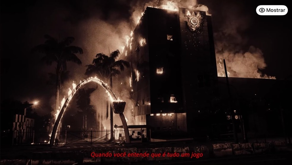 Parque São Jorge em chamas no clipe de Memphis Depay — Foto: Reprodução
