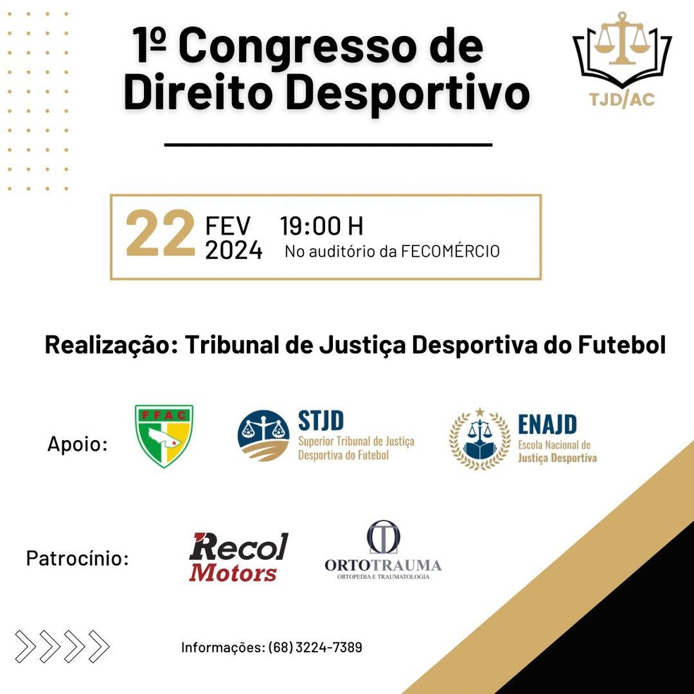 1º Congresso de Direito Desportivo — Foto: Divulgação/FFAC
