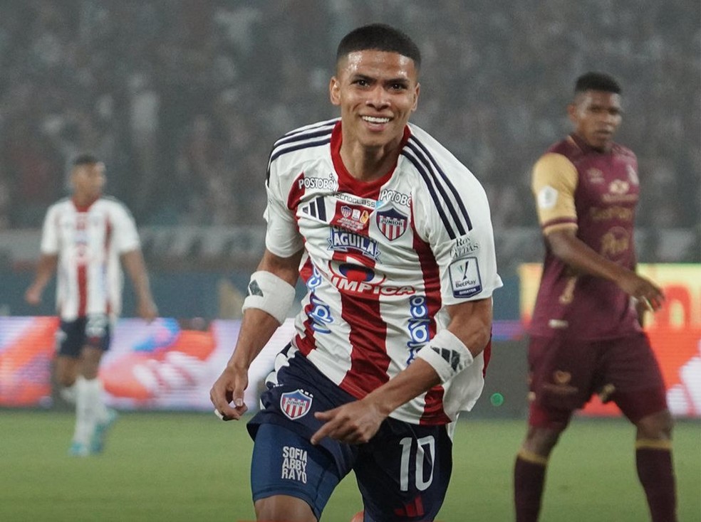 José Enamorado comemora gol pelo Junior Barranquilla — Foto: Divulgação/Club Junior