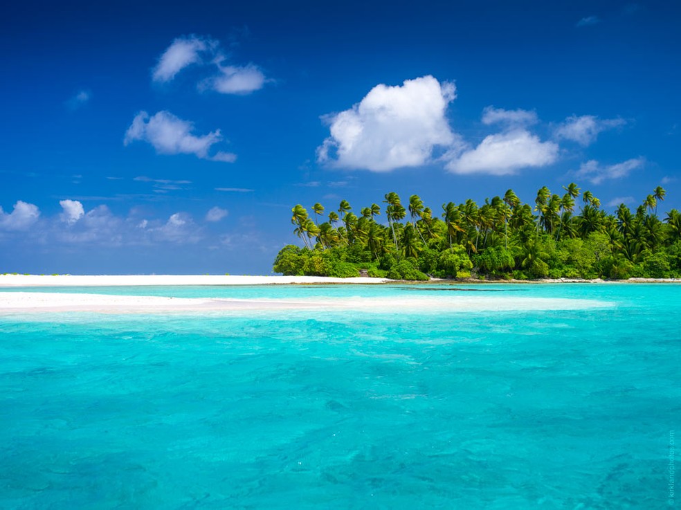 Ilhas Kiribati correm o risco de desaparecer do mapa por causa da elevação do nível do mar — Foto: Secretaria de Turismo do governo de Kiribati