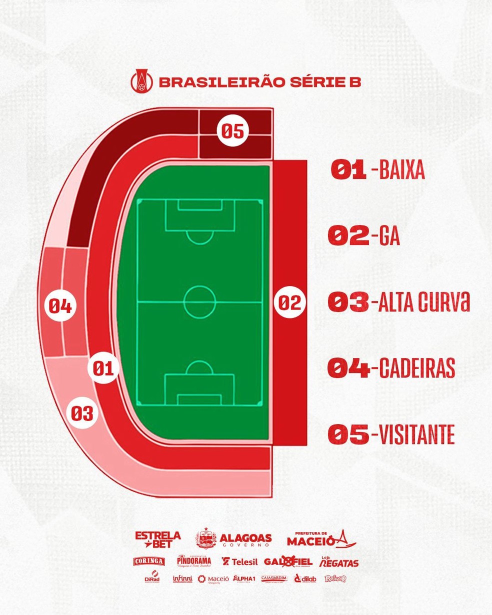 Setores do Estádio Rei Pelé para CRB x Santos — Foto: Divulgação/CRB