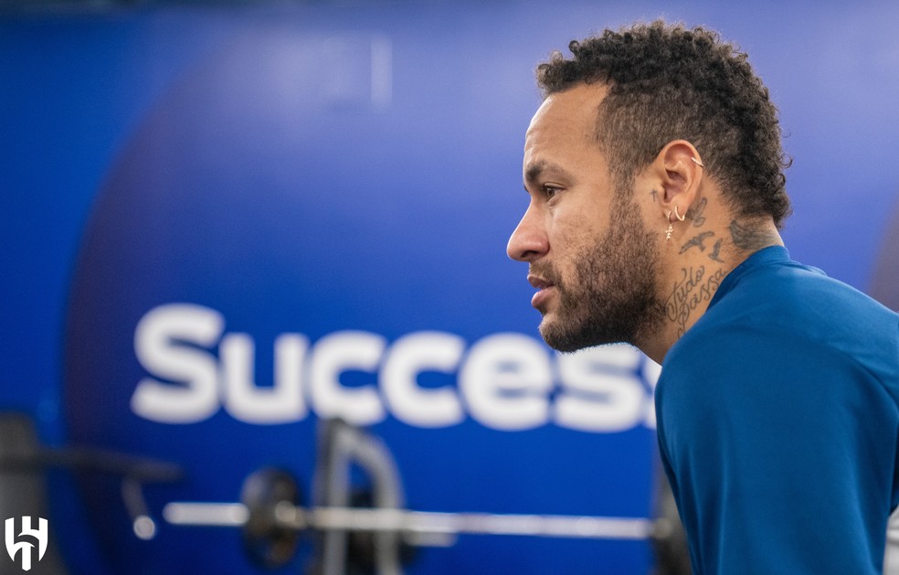 Neymar, em treino físico no Al-Hilal recentemente — Foto: Divulgação/Al-Hilal