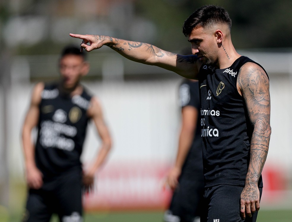 Gustavo Mosquito em treino do Corinthians — Foto: Rodrigo Coca/Ag. Corinthians