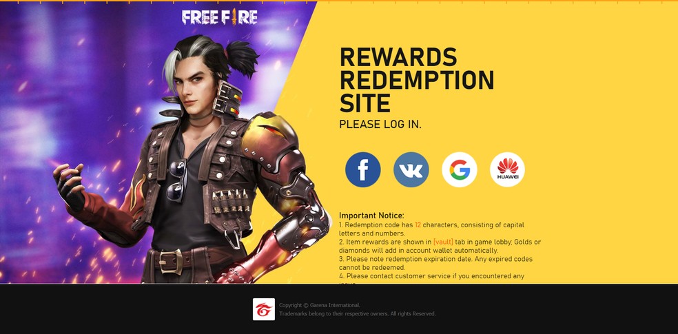 Free Fire códigos de recompensas