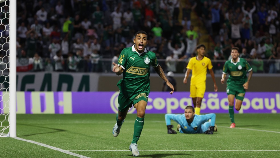 Riquelme Fillipi comemora gol do Palmeiras na Copinha — Foto: Fabio Menotti/ Palmeiras
