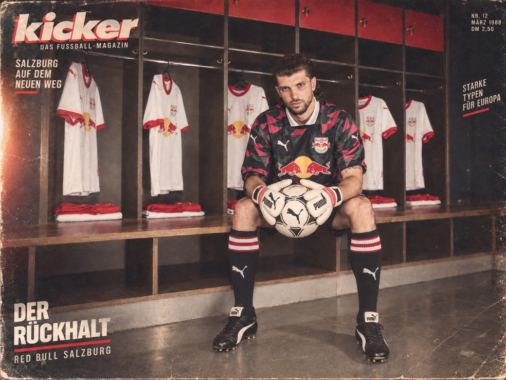 Thiago Volpi na trend dos anos 80 — Foto: Ari Ferreira/Red Bull Bragantino - Adaptação ChatGPT