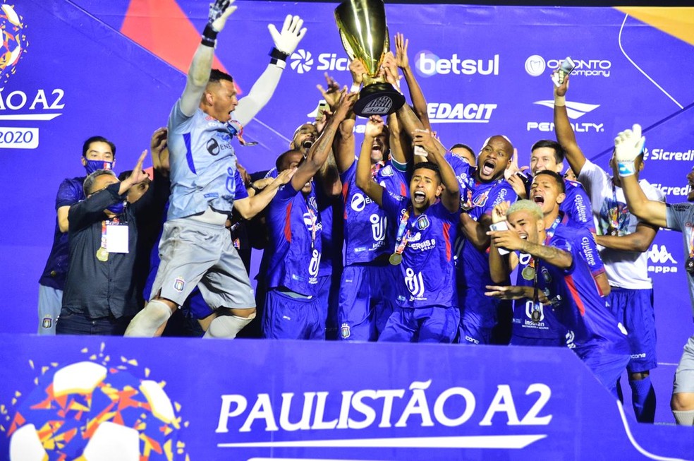 Último título do São Caetano foi a Série A2 do Campeonato Paulista de 2020 — Foto: Alexandre Battibugli/Paulistão