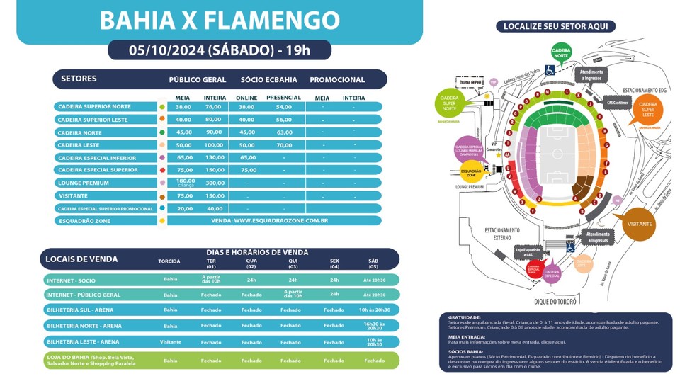 Ingressos à venda para Bahia x Flamengo — Foto: Casa de Apostas Arena Fonte Nova