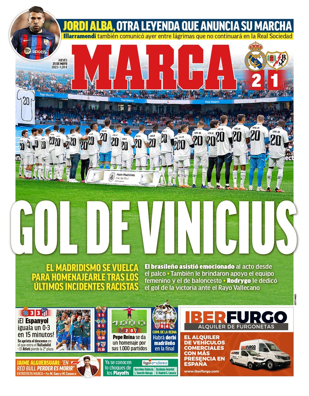 Marca reverencia ações em Real Madrid x Rayo Vallecano: "Gol do Vinicius" — Foto: Reprodução/Marca