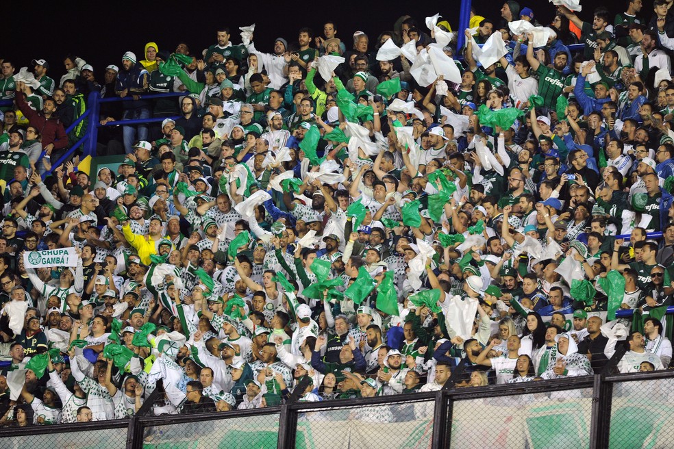 Palmeirenses lotaram setor visitante da Bombonera na semifinal de 2018 — Foto: Wesley Santos/Agência PressDigital