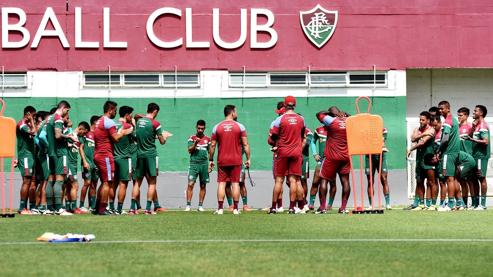 Elenco do Fluminense em treino no CT Carlos Castilho — Foto: Mailson Santana / Fluminense FC