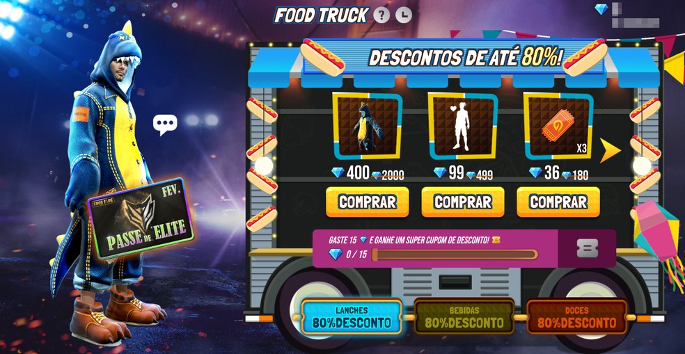 Evento de recarga no Free Fire oferece diamantes com até 80% de desconto