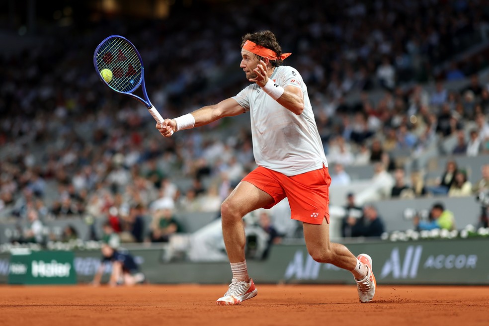 Casper Ruud na partida contra João Fonseca — Foto: Clive Brunskill/Getty Images