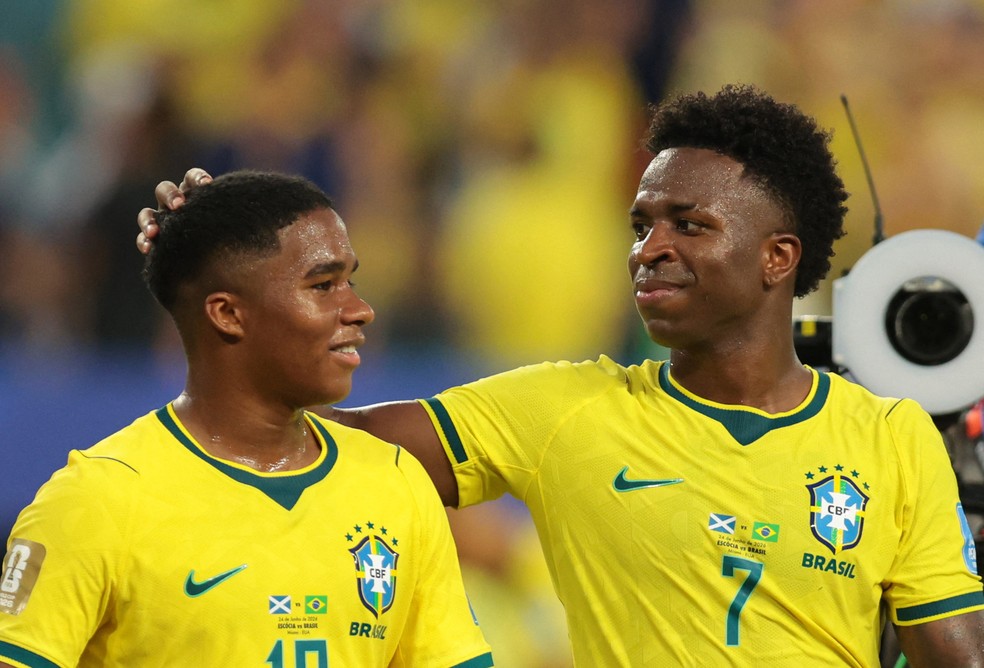 Endrick e Vini Jr. em Brasil x Escocia