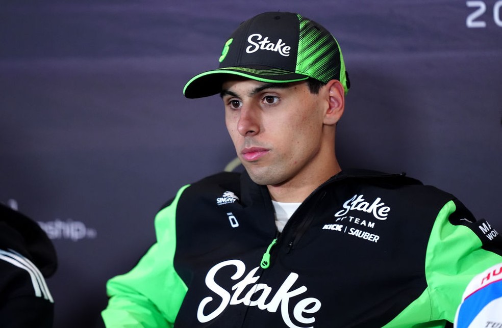 Bortoleto em coletiva de imprensa na pré-temporada da F1 — Foto: David Davies/PA Images via Getty Images