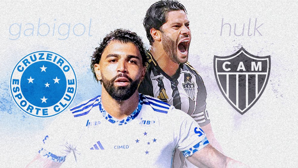 Cruzeiro x Atlético-MG; Gabigol e Hulk — Foto: ge