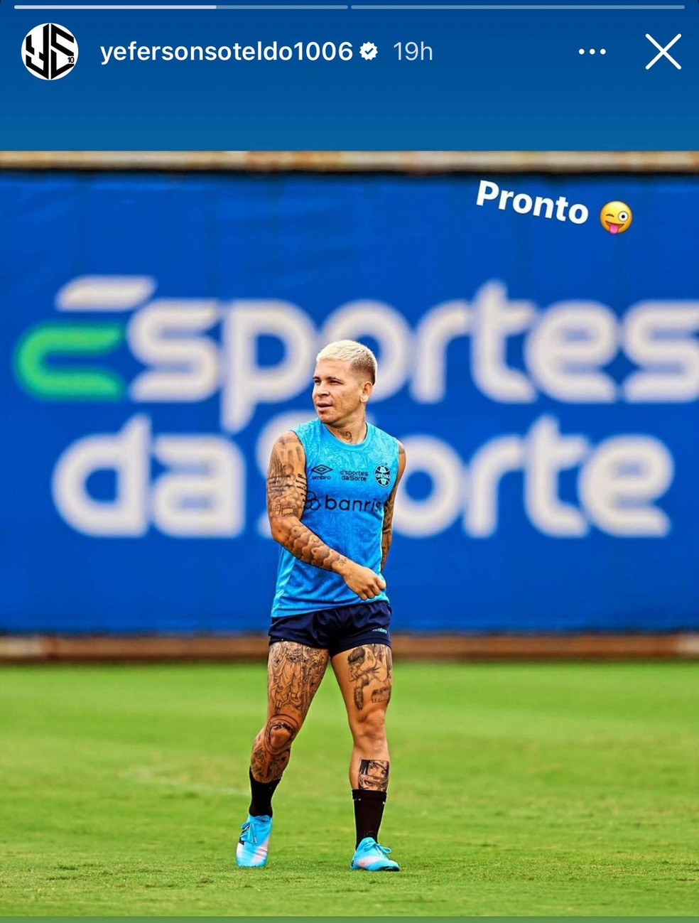 Postagem de Soteldo no instagram — Foto: Reprodução