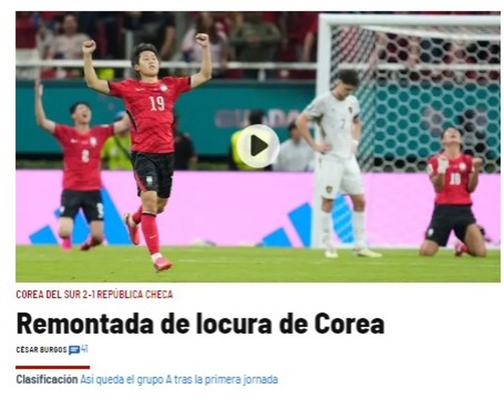Repercussão da virada da Coreia do Sul na Copa — Foto: Reprodução