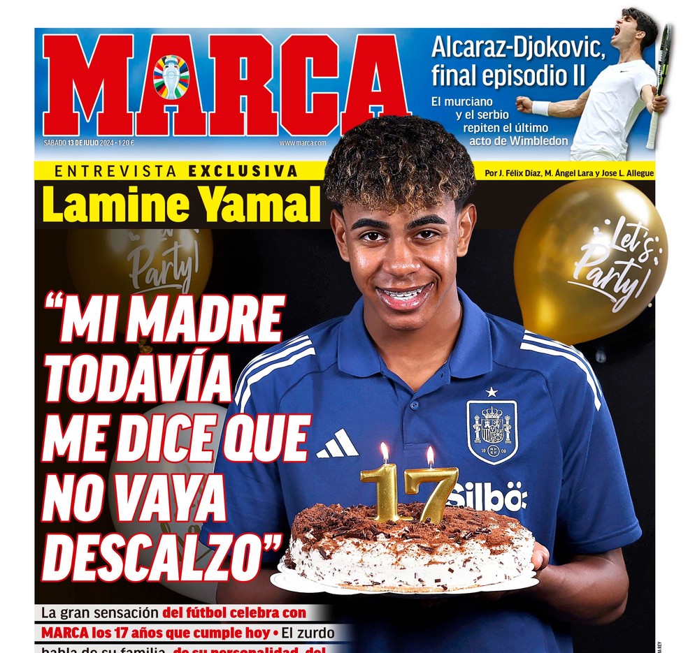 Lamine Yamal completa 17 anos neste sábado: "Minha mãe ainda me fala para não andar descalço" — Foto: Reprodução/Marca
