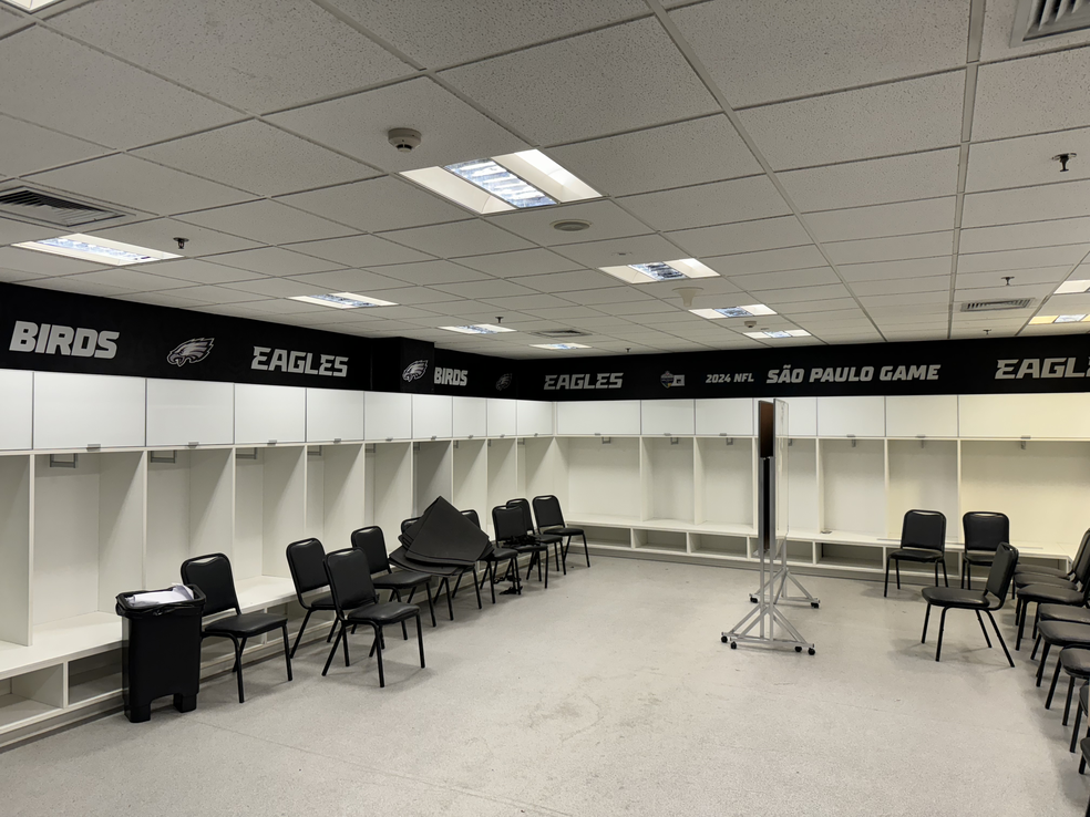 Neo Química Arena recebe ajustes para jogo da NFL — Foto: Vinícius Alves/Agência Corinthians