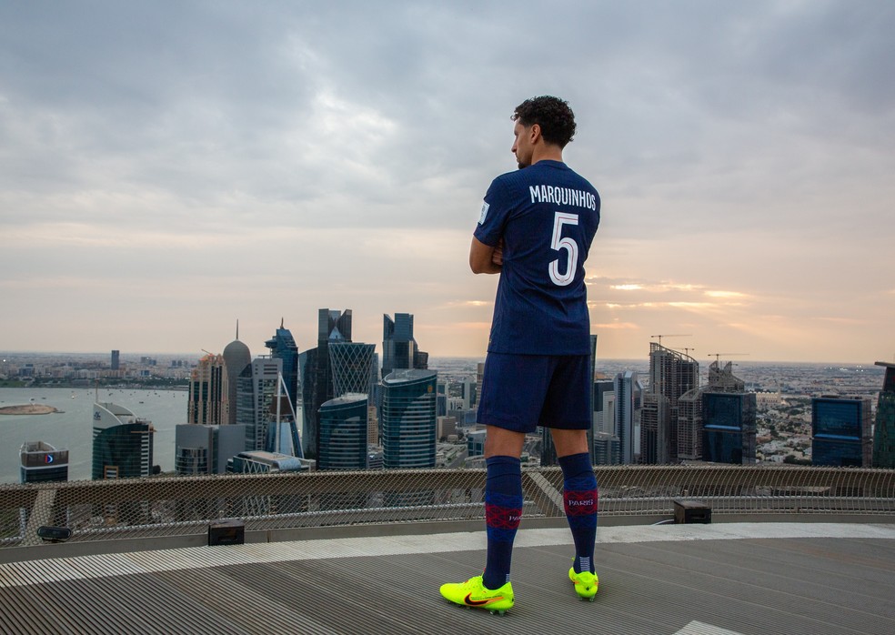 Marquinhos, do PSG, em foto no Catar — Foto: SERHAT AKIN / FIFA