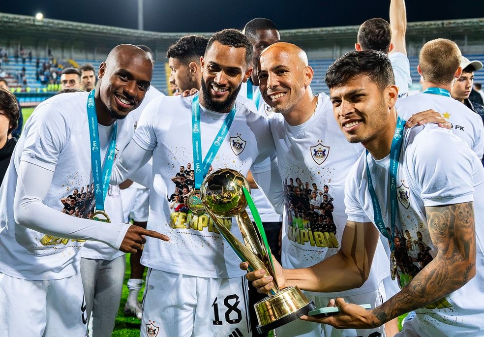 Júlio Romão, Juninho, Richard Almeida e Matheus Silva - brasileiros no Qarabag — Foto: Reprodução/Instagram