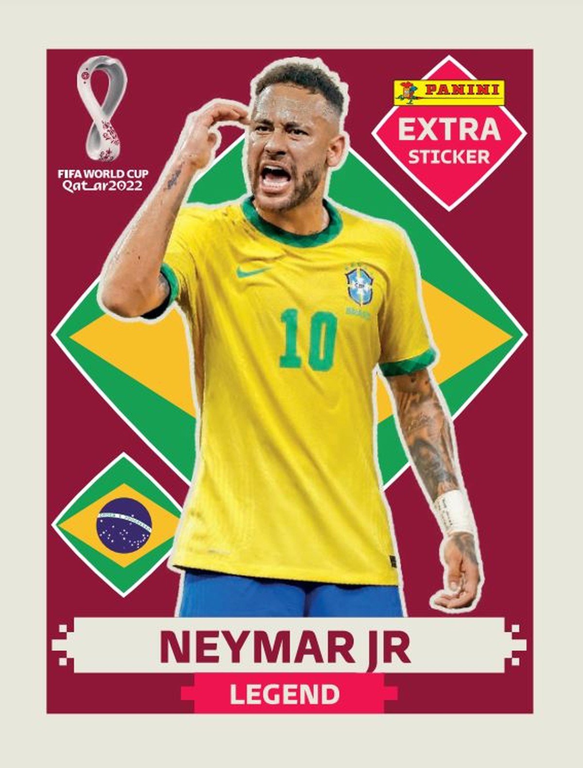 Figurinha do álbum da Copa do Mundo do Qatar 2022, NEYMAR JR EXTRA LEGEND  GOLD