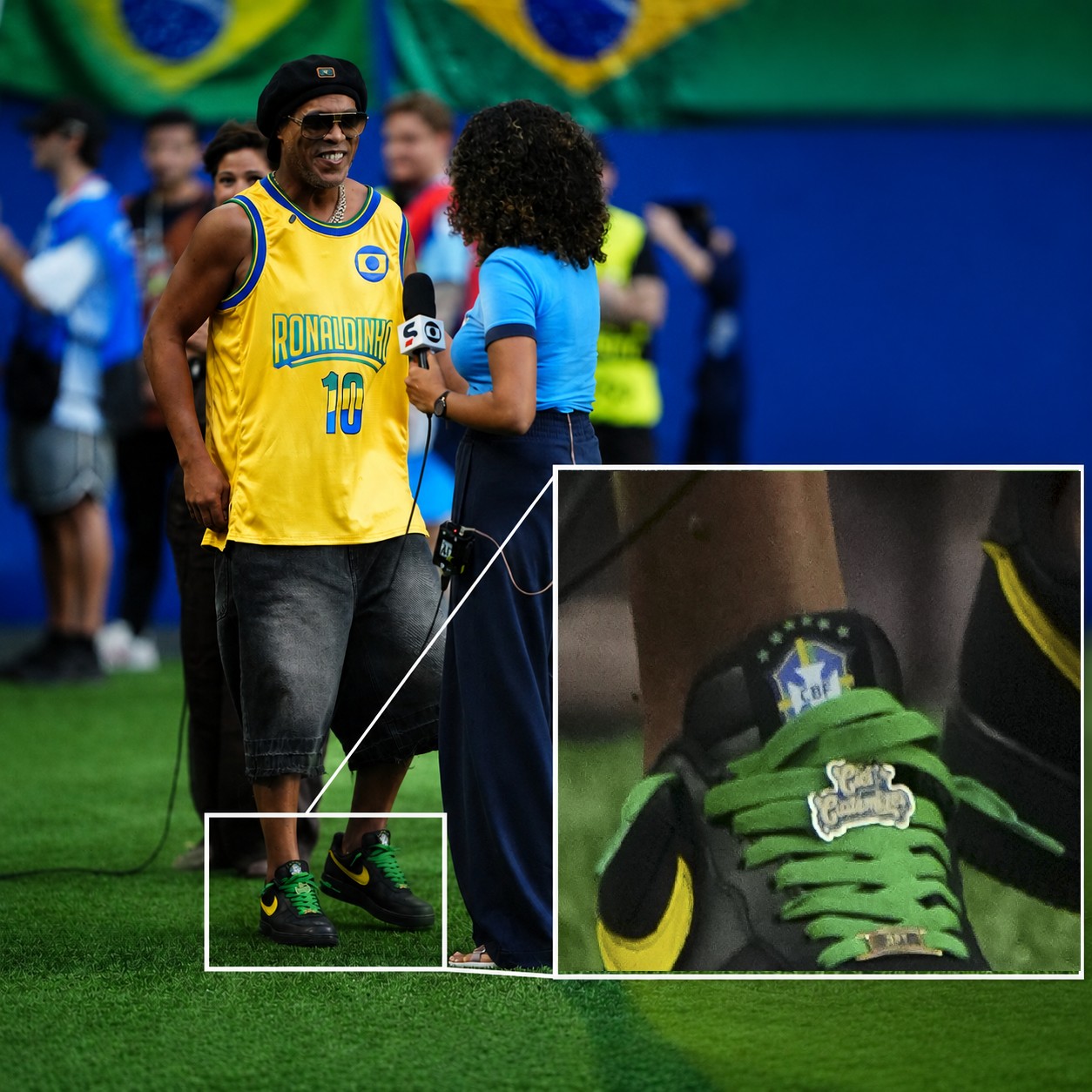 Na torcida pelo hexa, Ronaldinho usa tênis do Brasil com seis estrelas