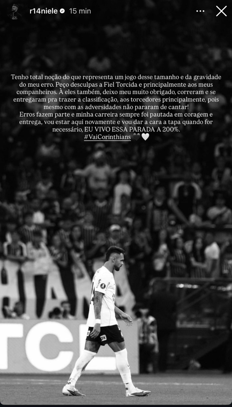 Raniele pede desculpas por expulsão em jogo do Corinthians: "Vou dar a cara a tapa"