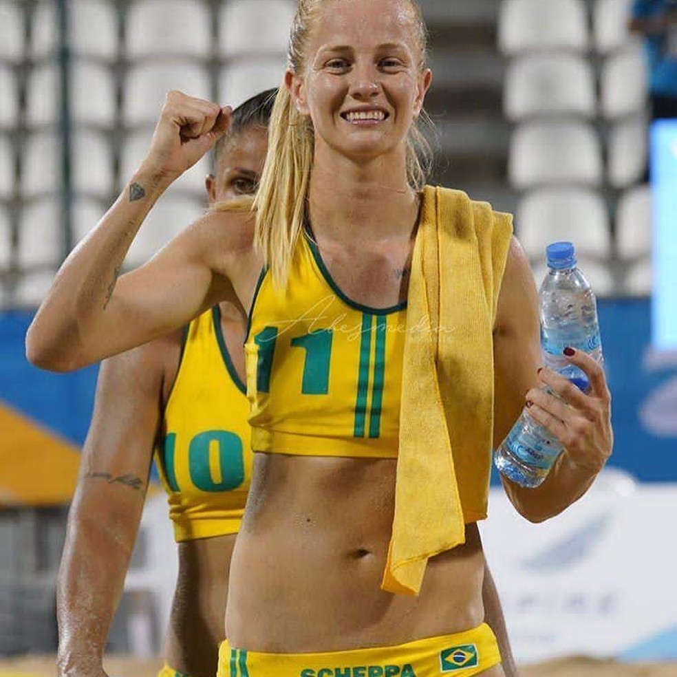 Patrícia Scheppa, capixaba do handebol de areia — Foto: Confederação Internacional de Handebol