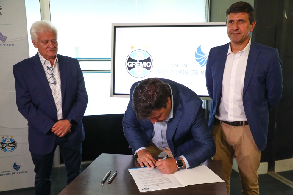 Grêmio assina parceria com o Hospital Moinhos de Vento — Foto: Rodrigo Fatturi/Grêmio FBPA