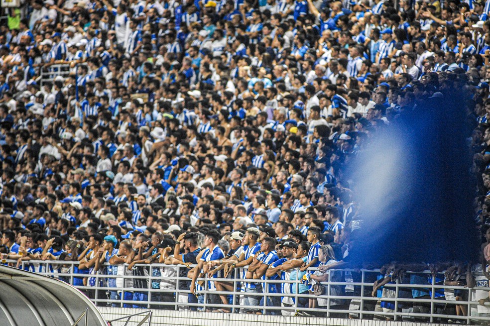 Torcida do CSA na grande arquibancada do estádio Rei Peé — Foto: Augusto Oliveira/CSA