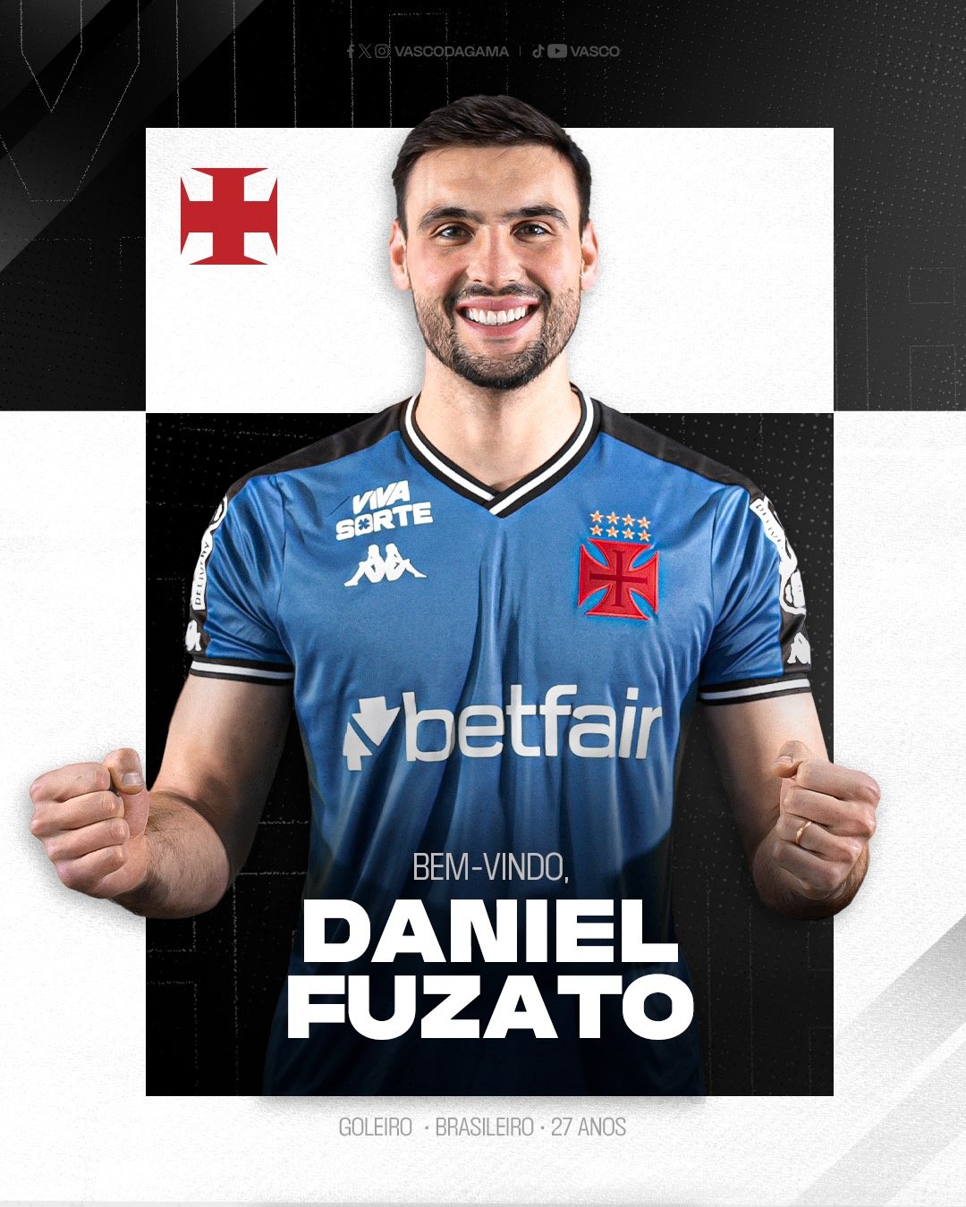 Vasco anuncia contratação do goleiro Daniel Fuzato