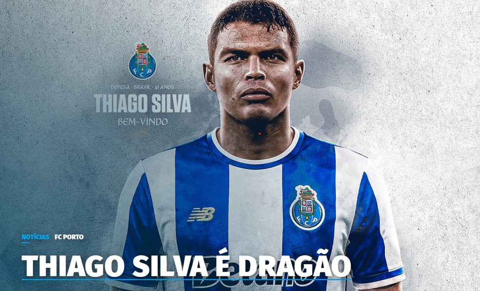 Thiago Silva é anunciado como reforço do Porto — Foto: Divulgação/Porto