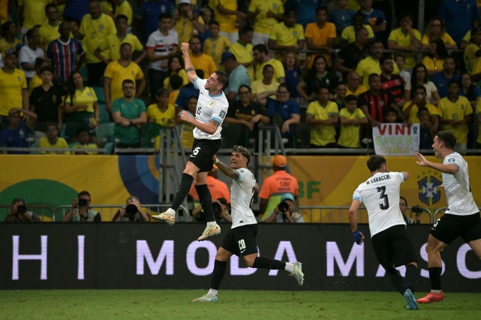 Brasil x Uruguai gol Valverde — Foto: Nelson Almeida/AFP