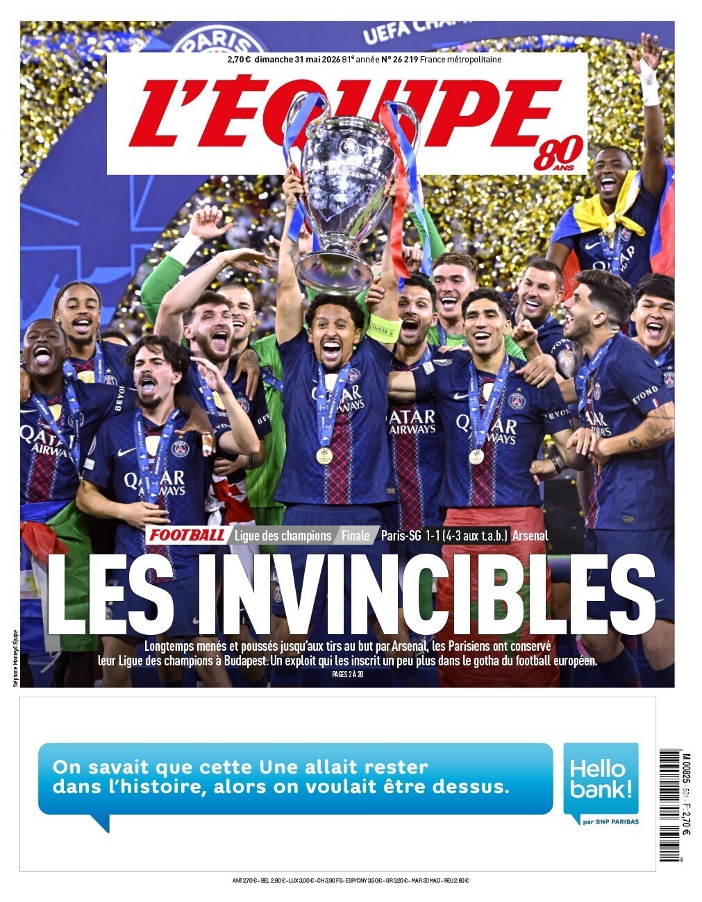 "Os Invencíveis": principal diário esportivo da França destaca conquista do PSG