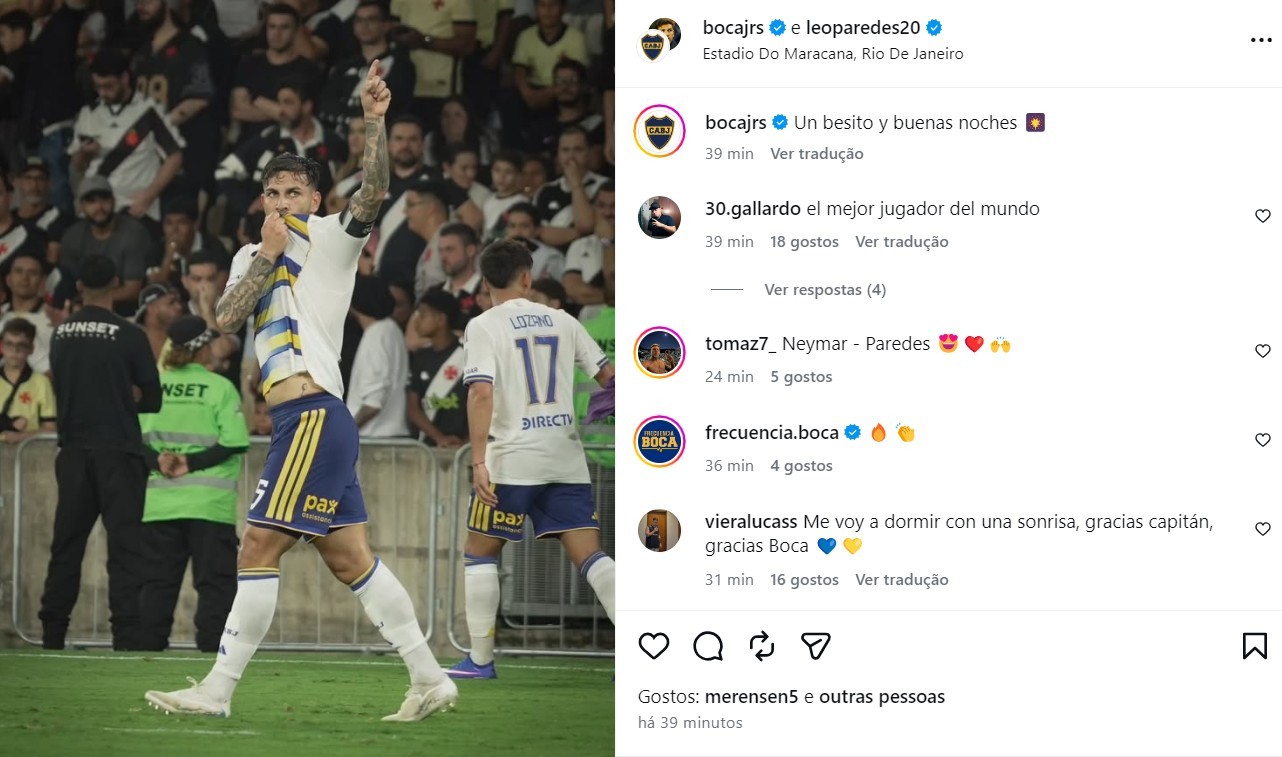 Herói do Boca, Paredes provoca o Vasco após classificação: "Um beijinho e boa noite"