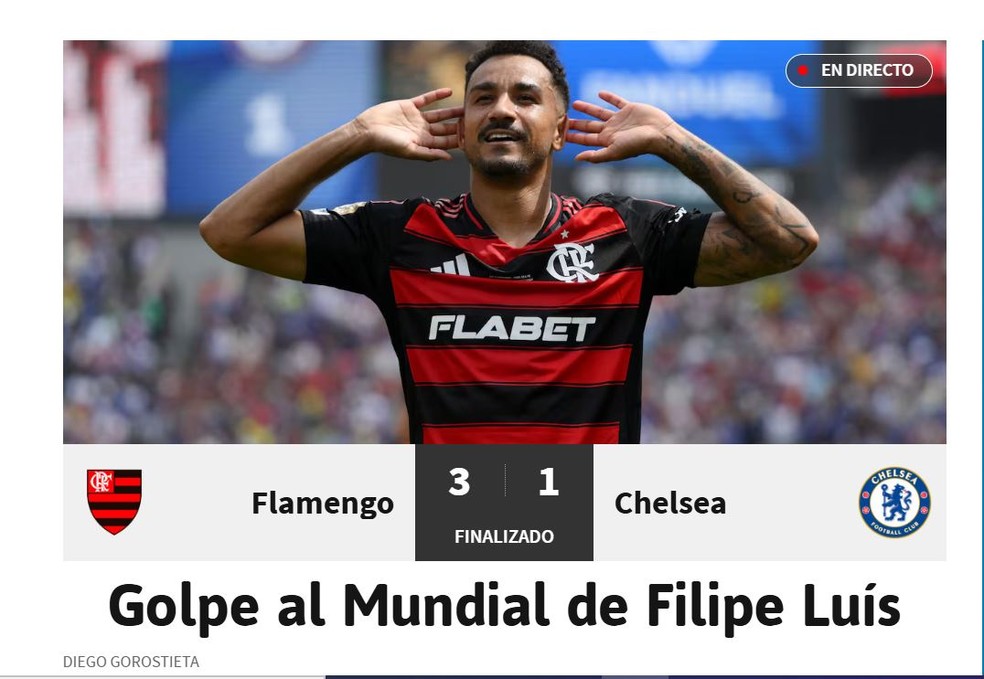 As, da Espanha, destaca vitória do Flamengo sobre o Chelsea — Foto: Reprodução