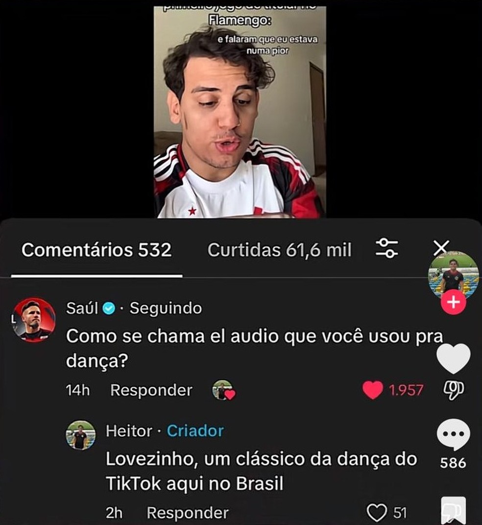 Sal interagindo com torcedores nas redes sociais  Foto: Reproduo / Tik Tok