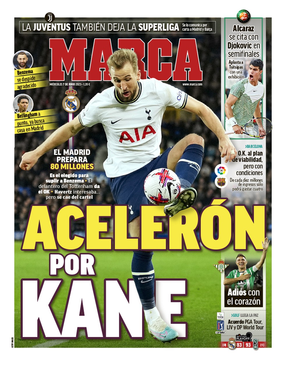 Marca destaca que Real Madrid prepara oferta por Harry Kane — Foto: Reprodução/Marca